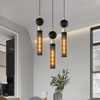 Modern Black Wrought Iron Pendant Light For Kitchen Island, Adjustable Cord Pendant Fixture, Hanging Lighting Over Kitchen Island, Indoor Chandelier For Bedroom & Bathroom