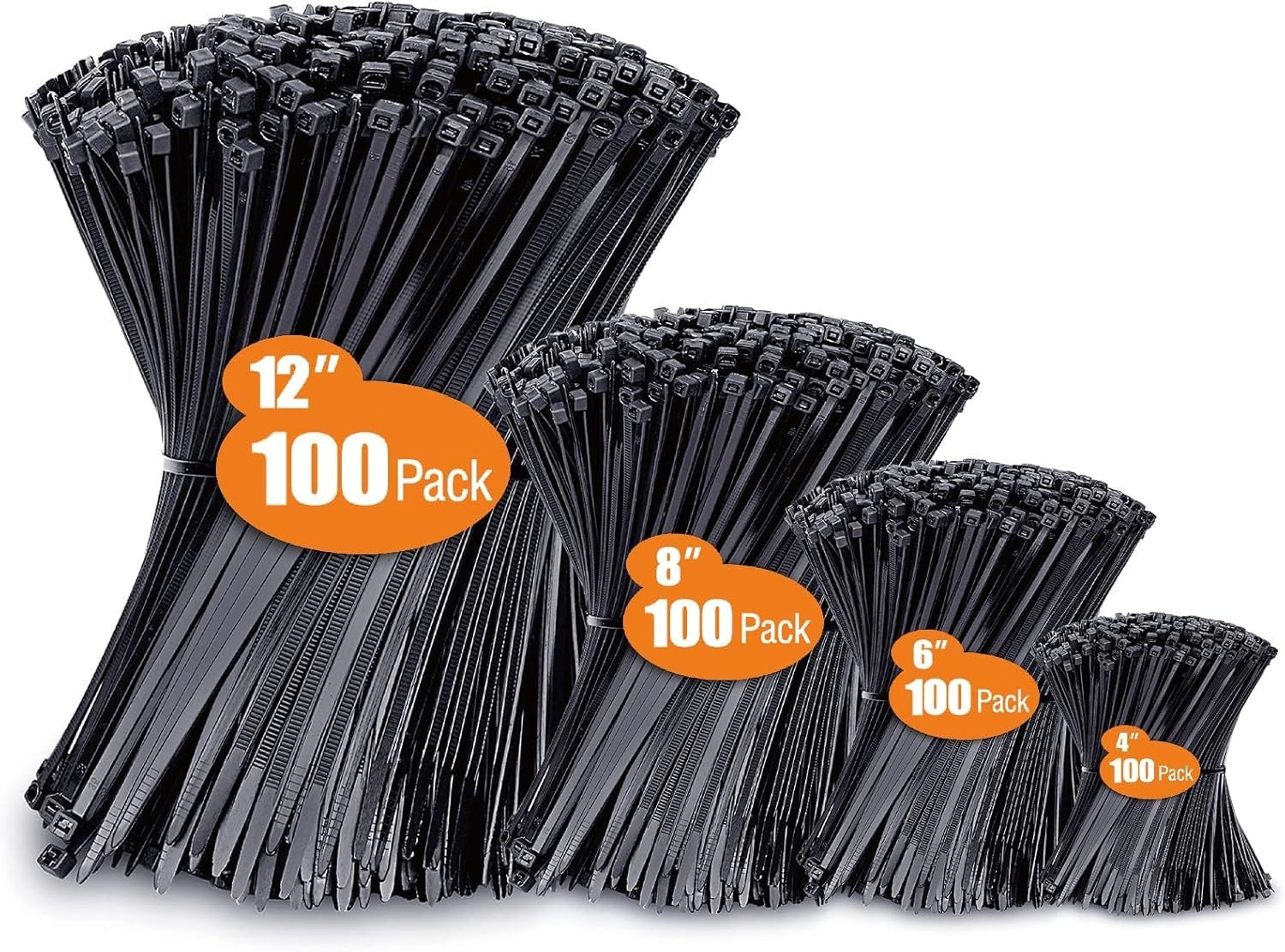 Zip Cable Ties Assorted Sizes(4â€+6â€+8â€
