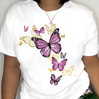 Butterfly-cluster Womens T-shirt Delicate Graphic Casual Top