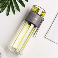 Double Wall Glass Tea Infuser Bottle | Leakproof Tea Separation Water Bottle | Everyday Home Deal