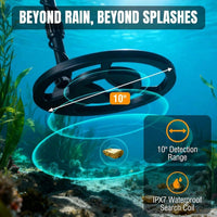 High-Precision Professional Adult Metal Detector, 4 Modes, 10 Inch IPX7 Waterproof Probe, LCD Display Complete Treasure Hunt Kit Including Earphones, Carrying Bag And Shovel.