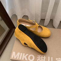 Womens Retro Round-toe Shoes With A Hidden Platform And Thick Sole