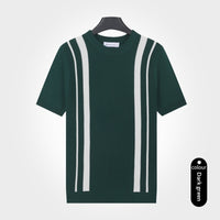 Men's Ice-Silk Cool-Feel Striped Crew-Neck Knitted Top - Premium Apparel Deal | Everyday Home Deal