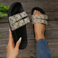 Womens Retro Plus-Size Platform Sandals With Double Buckles