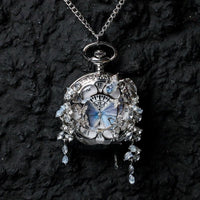 Couples Teal And Green Butterfly Animated Pocket Watch For Graduation Season