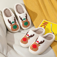 Christmas Shoes Winter Home Slippers Elk Soft Cozy Bedroom Slipper Slip On House Shoes | Everyday Home Deal