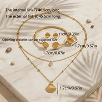 Women’s Gold Shell Jewelry Set – Stainless Steel Necklace, Bangle, Earrings & Ring | Everyday Home Deal