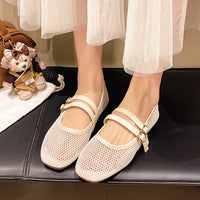 Round-toe Peep-toe Flat-heeled Buckle Sandals
