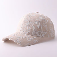 Solid-color Butterfly Printed Adjustable Simple And Sweet Peaked Cap Baseball Cap, Suitable For Couples' Date Shopping