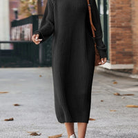 Winter Turtleneck Knitted Sweater Dress Fashion Solid Loose Pullover Long Dresses For Women Clothing