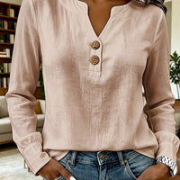 V-neck Buttoned Women's Blouse