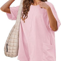 Relaxed-fit Casual Short-sleeve V-neck Backless Jumpsuit With Shorts