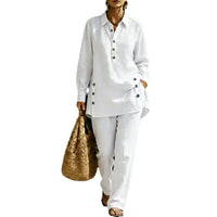 Long-sleeve Shirt And Casual Trousers Two-piece Set