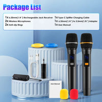 UHF Wireless Microphones Rechargeable Wireless Microphones Metal Handheld Dynamic Mics With 262FT Range For Karaoke Party DJ Wedding Speech Outdoor Events