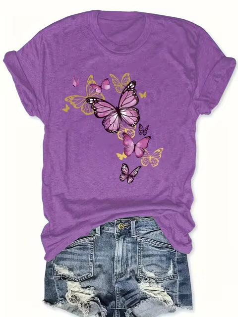 Butterfly-cluster Womens T-shirt Delicate Graphic Casual Top