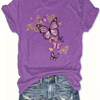 Butterfly-cluster Womens T-shirt Delicate Graphic Casual Top
