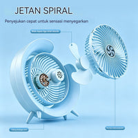 Lamp Effect Fan Green Li-On Rechargeable