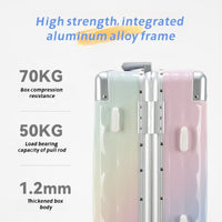 Aluminum Frame Hard Shell Luggage, Colorful And Fashionable, No Zipper Aluminum Frame, TSA Lock, With Cup Holder USB Interface, Aluminum Frame Travel Box, Durable Password Box