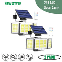 1-Pack Outdoor Solar Light  348-LED Motion Sensor Light With Remote Control  3-Head, Waterproof
