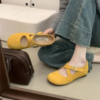 Womens Retro Round-toe Shoes With A Hidden Platform And Thick Sole