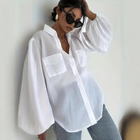 Solid-color Long Sleeves With Double Flap Pockets And A Lapel Collar