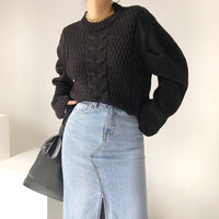 Loose-fitting Cable-knit Long-sleeve Sweater For Women