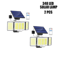 1-Pack Outdoor Solar Light  348-LED Motion Sensor Light With Remote Control  3-Head, Waterproof