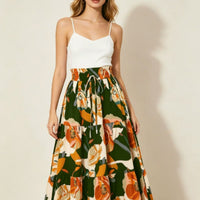 High-waisted A-line Skirt Bohemian-style Printed Flared Skirt