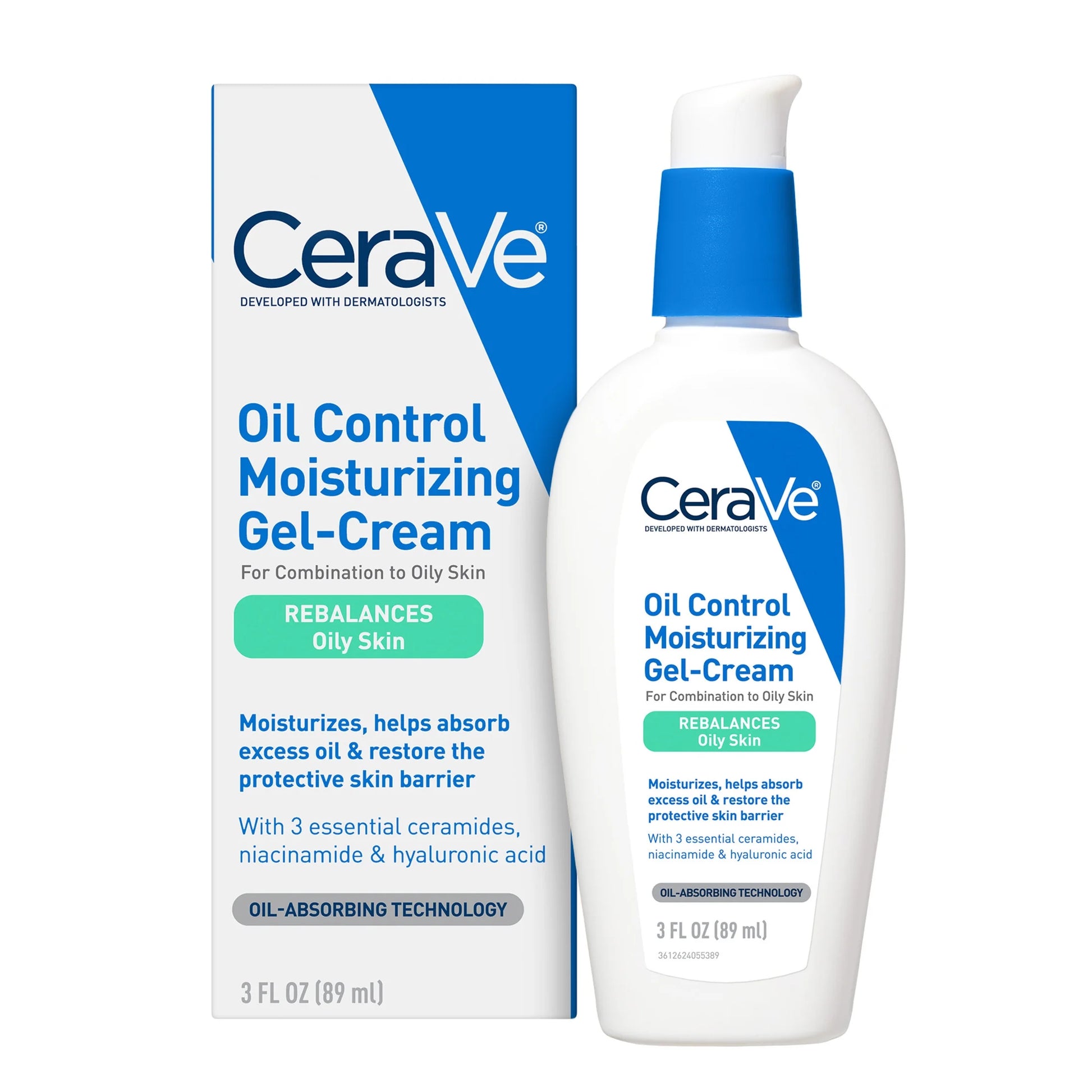 Moisturizer Oil Control Gel-Cream Face for Oily Skin with Ceramides 3 Fl Oz