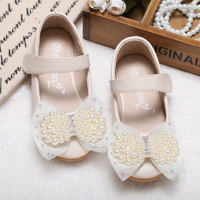 Girls' Summer Pearl Bow Princess Shallow-Mouth Pumps — Premium Wedding & Flower Girl Footwear | Everyday Home Deal