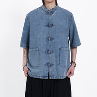 Mens Trendy HanfuTang Suit Shirt New Chinese Style Pre-washed