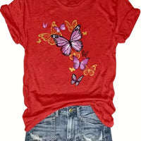 Butterfly-cluster Womens T-shirt Delicate Graphic Casual Top