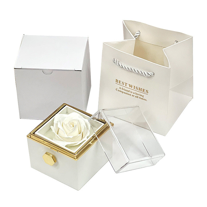 Rotating Soap Flower Rose Gift Box Creative Rotating Rose Jewelry Packaging Box Valentine's Day Gift For Women | Everyday Home Deal