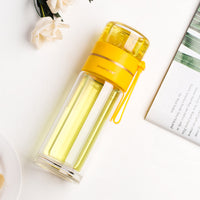 Double Wall Glass Tea Infuser Bottle | Leakproof Tea Separation Water Bottle | Everyday Home Deal
