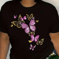 Butterfly-cluster Womens T-shirt Delicate Graphic Casual Top