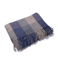 British-style Mens And Womens Couple Tassel Scarf With Large Plaid Pattern