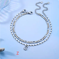 26-letter English Zircon-inlaid Pendant With An NK Chain, Double-layered