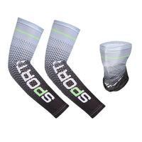 UV Resistant Ice Silk Cooling Set - 1 Pair Arm Sleeves 1 Face Mask Scarf,  Sun Protection For Running, Cycling, Outdoor Sports