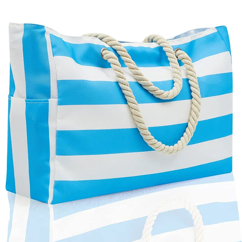 Bohemia Women'S Handbag Large Capacity Stripes Tote Bag for Women Foldable Beach Bag Waterproof and Sand Resistant Travel Bag