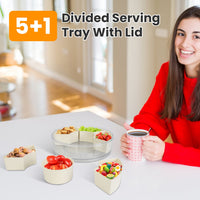 2Pcs 360° Rotating Snack Tray with Lid Handle & 6 Dividers | Everyday Home Deal