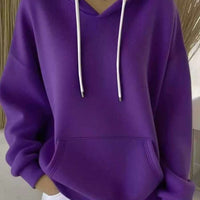 Casual Solid-color Trendy Hoodie With Drawstring Long-sleeve Hooded Sweatshirt