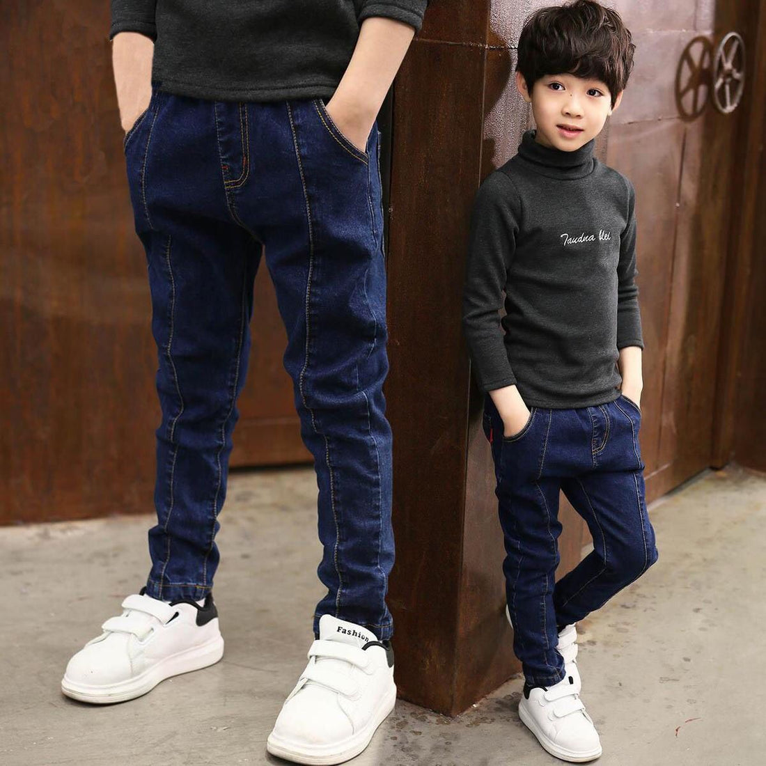 Boys' Urban Letter-Print Comfort Casual Denim Trousers — Premium Apparel Deal | Everyday Home Deal