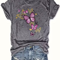 Butterfly-cluster Womens T-shirt Delicate Graphic Casual Top
