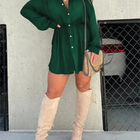 Women's Long Sleeve Jumpsuit With Button Fashion Shirt Dress
