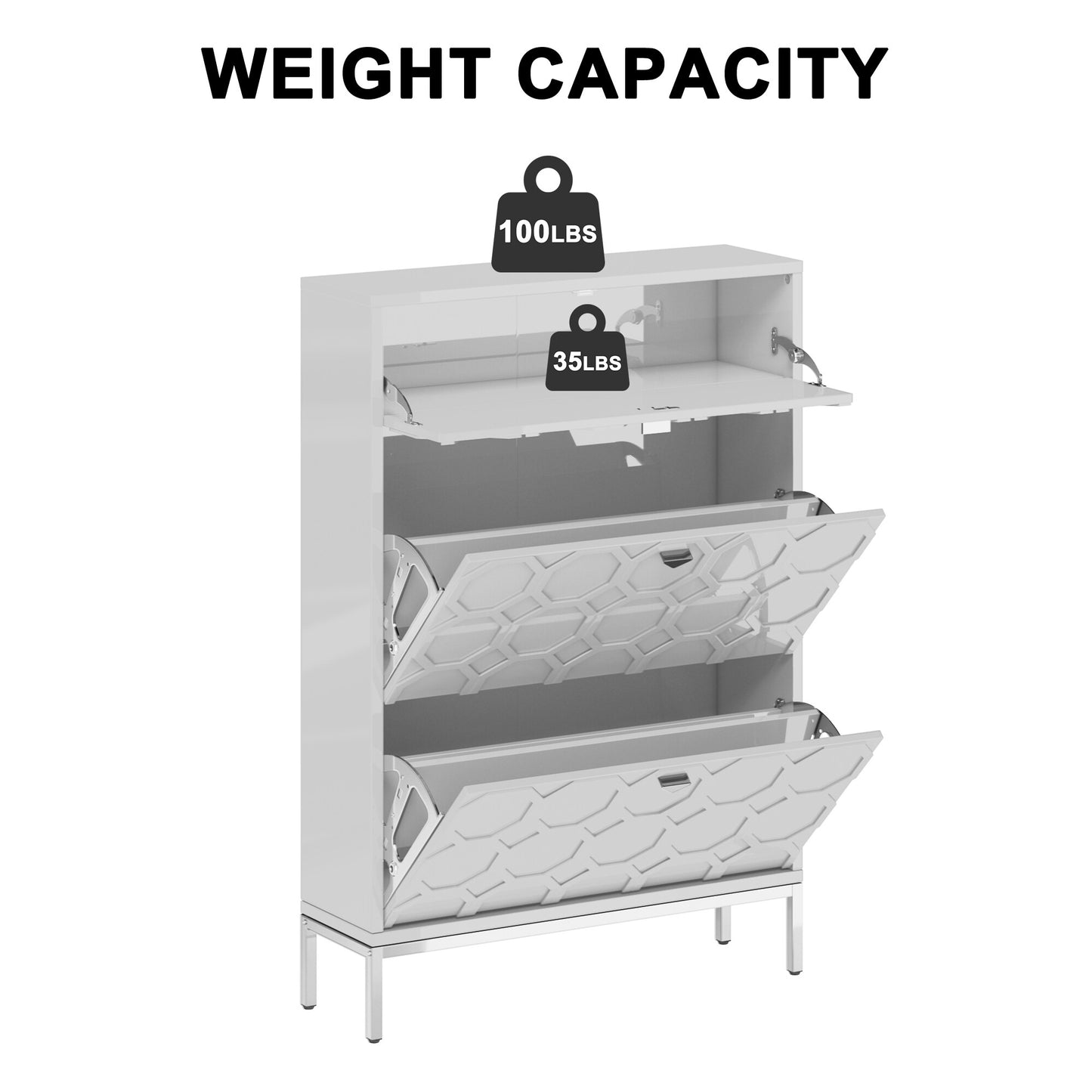 Shoe Organizer 24 Pairs Wood Shoe Storage Cabinet with Drawers