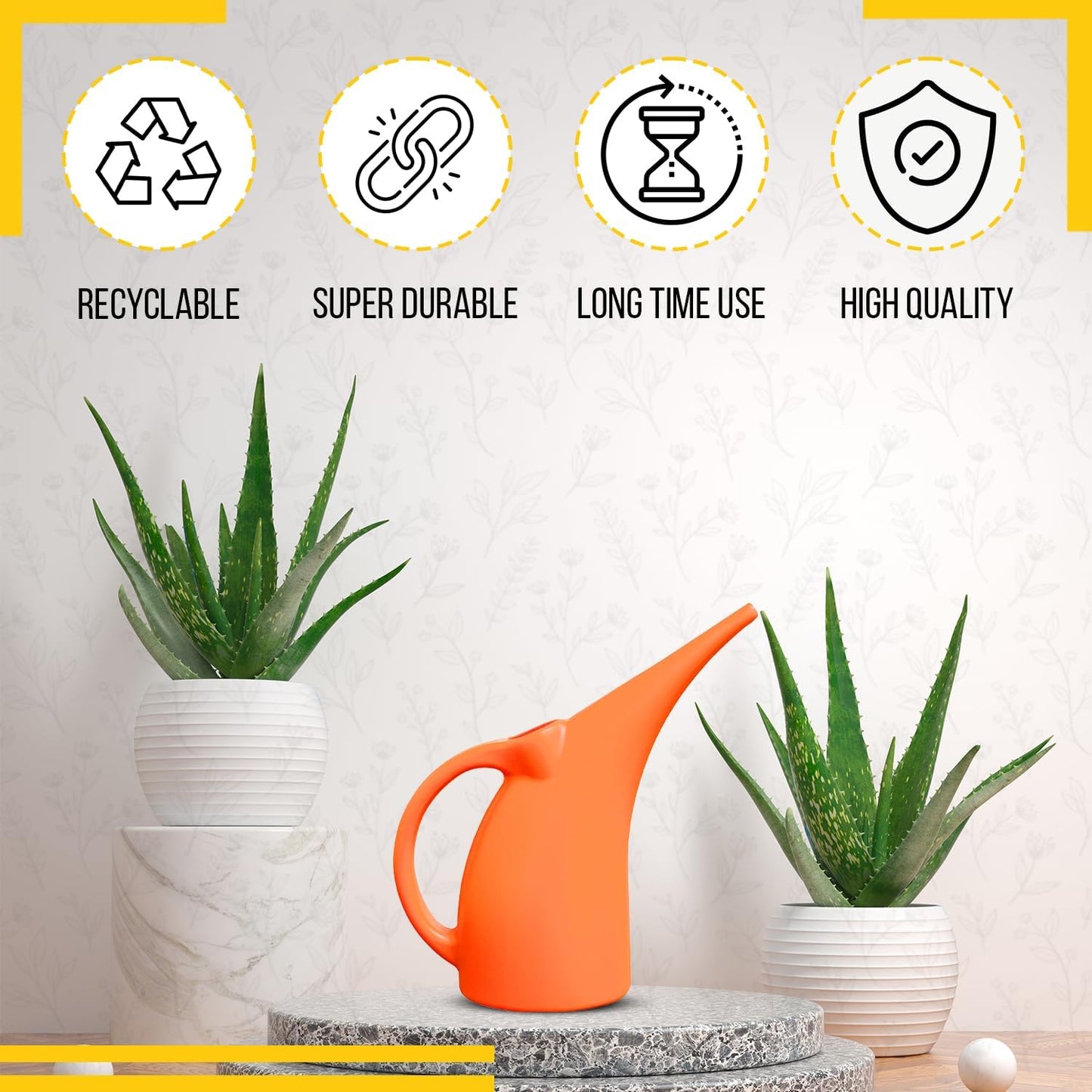 1/2 Gallon Watering Can - Small Indoor/Outdoor Plastic Waterer - Orange - 1 Pack