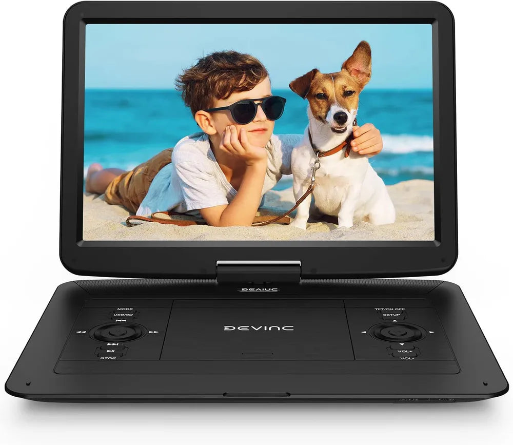 17.9" Portable DVD Player With 15.6" HD Swivel Screen, Support Multiple DVD CD Formats/USB/SD Card/Sync TV, 6 Hours Rechargeable Battery, Car Charger, Remote Control, Region Free