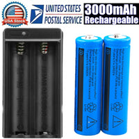 Li-ion Battery&Charger 3000mAh 3.7V Rechargeable Batteries US Plug For Torch Flashlight