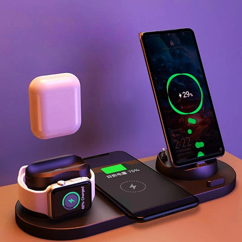 6-in-1 Wireless Charging Station Phone Watch & Earbuds