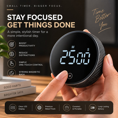 Focus Timer – Magnetic Digital Timer for Deep Work & ADHD-Friendly Productivity | Everyday Home Deal